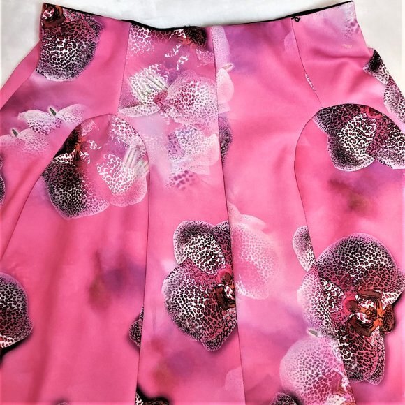 NWT Pois Italy Mini Skirt Abstract Pink Floral Scuba Size 6 or 42IT - Picture 8 of 9